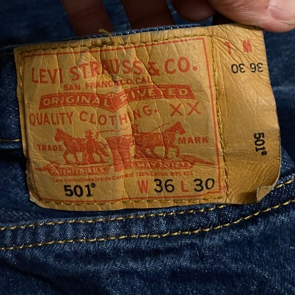 Levi's Vintage 501 Button Fly Original Straight Leg Fit Wide PatchBlue Jeans 36x - Picture 6 of 16